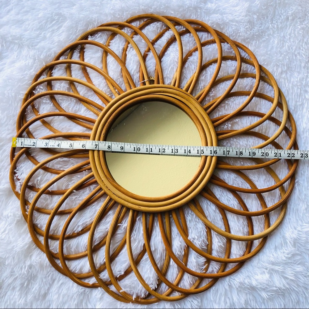 Large Round Rattan Mirror 22.5” - Picture 4 of 12
